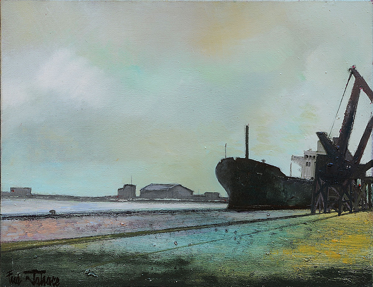 SAINT-NAZAIRE-huile-sur-toile--5-F--35-X-27--950-€ "Saint-Nazaire" - Huile sur Toile 5F 35x27cm de Fred Latrace